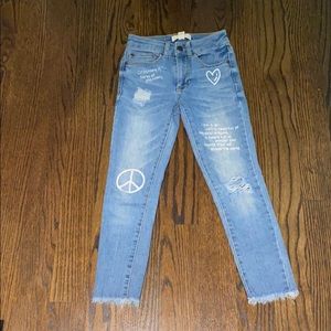 Tucker + Tate blue jeans with quotes Sz 8 girl